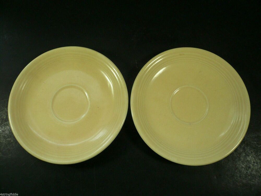 VINTAGE SET OF 2 FIESTA WARE IVORY SAUCERS 6 1/4" UNMARKED